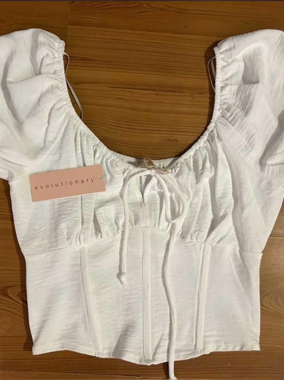 Evolutionary White Puff-Sleeve Cropped Top Size  S NEW